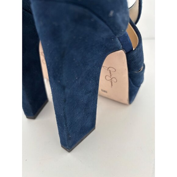 Jessica Simpson Heels 51/2 Suede Platform Chunky Block Y2K Night Out Studio 54 - Picture 13 of 15